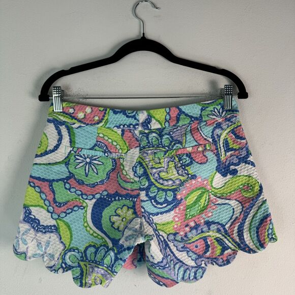 LILLY PULITZER Shorts Womens 00 The Callahan Floral Paisley Walking Blue Green - Picture 2 of 16